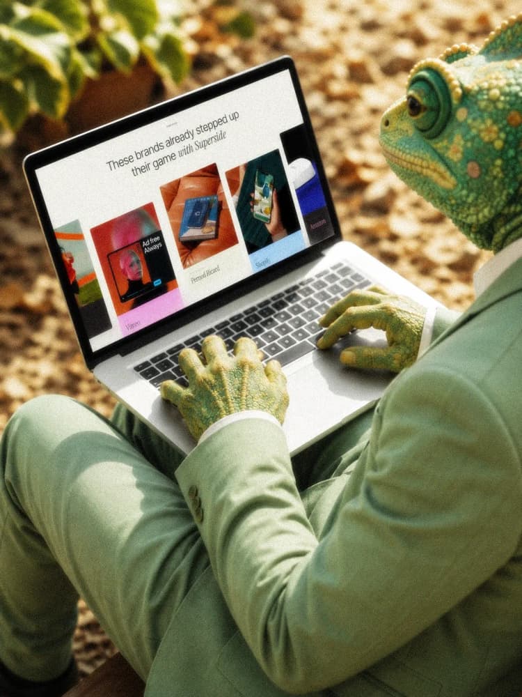 Chameleon creative professional reviewing brand campaign work on a laptop