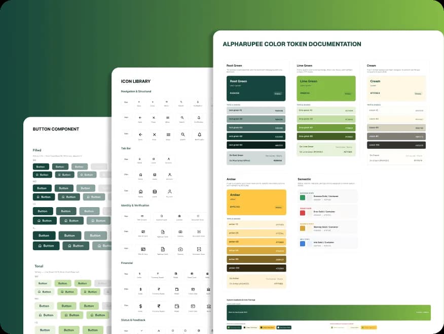 AlphaRupee design system featuring reusable components typography and digital interface styles
