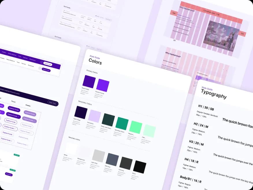 Capitalmind design system showcasing consistent UI components colors and product patterns