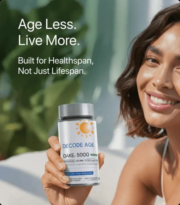 Decode Age brand communication focused on healthy aging cellular wellness and longevity science