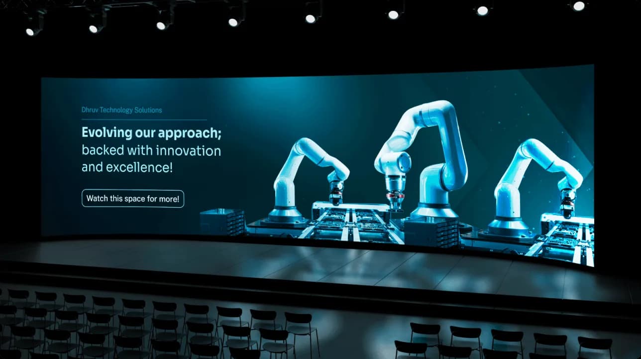 Dhruv Technology Solutions branded event environment featuring immersive technology-led visual design