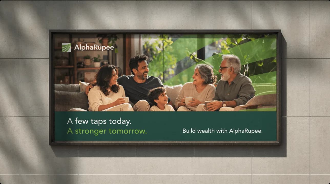 AlphaRupee brand campaign presenting simplified investment and personal finance guidance