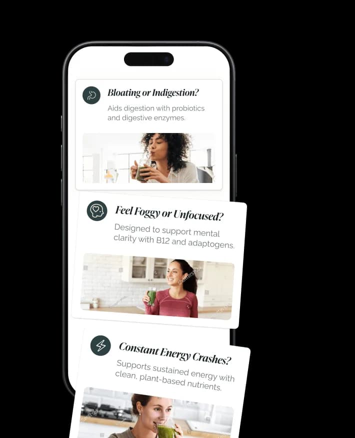 NeoGreens mobile website experience featuring wellness products and brand storytelling