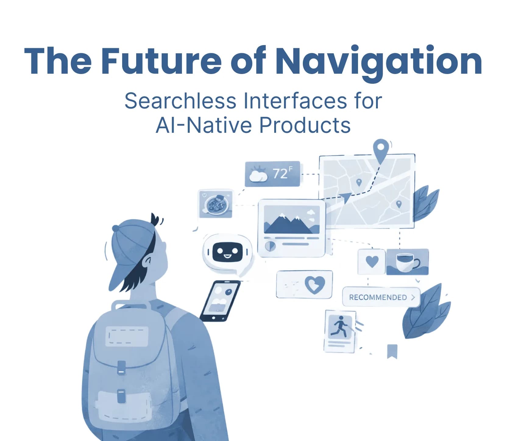 AI-native product interface concept illustrating the future of searchless navigation