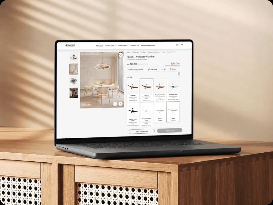 Website user interface design featuring a structured layout and modern visual system