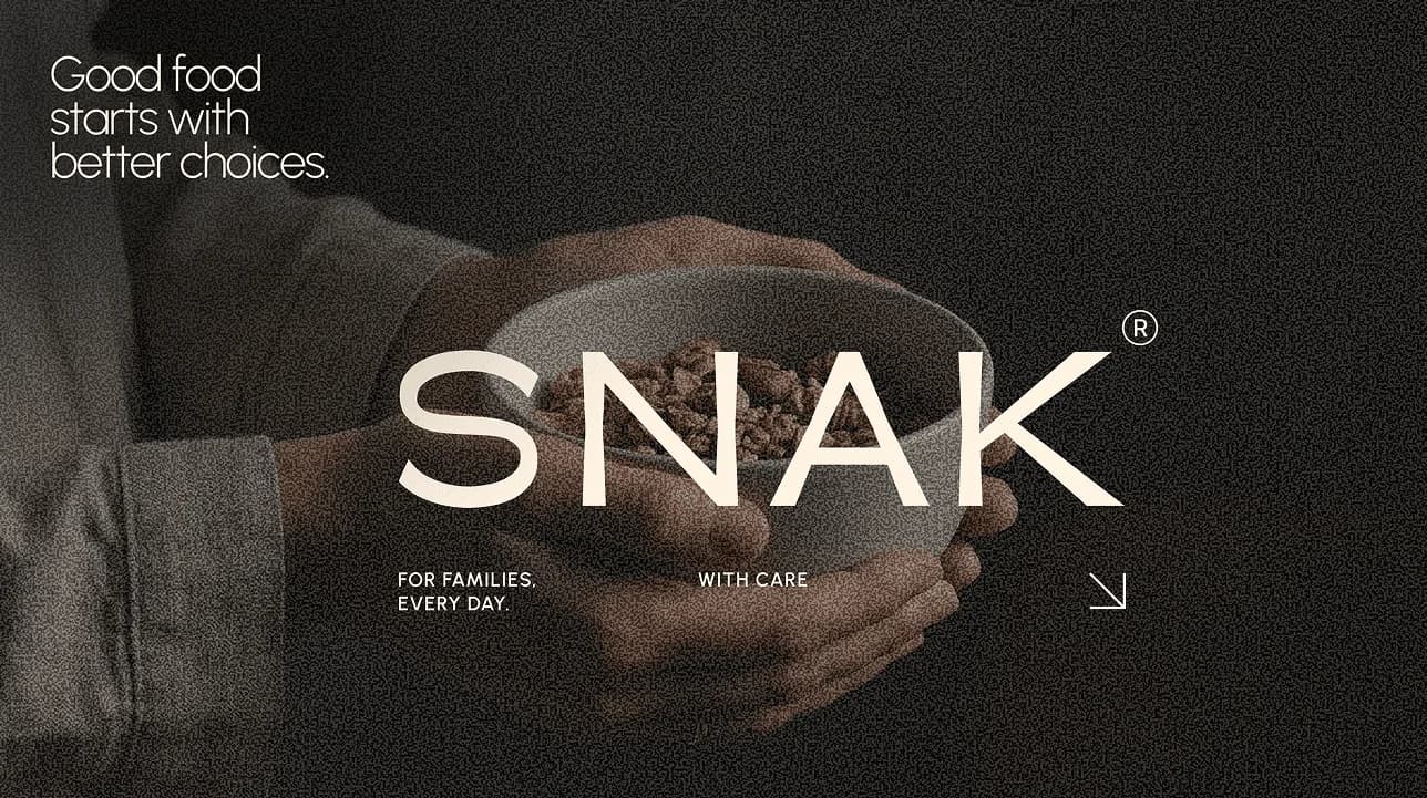 SNAK granola brand identity featuring premium packaging and a modern healthy breakfast aesthetic