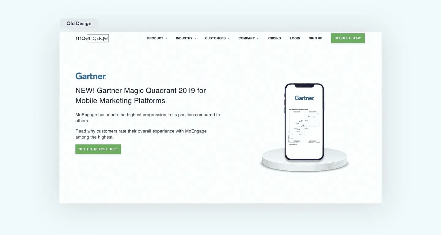 Earlier MoEngage interface used as a reference during the product redesign process